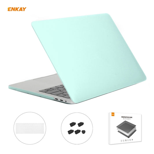 ENKAY 3 in 1 Matte Laptop Protective Case + US Version TPU Keyboard Film + Anti-dust Plugs Set for MacBook Pro 15.4 inch A1707 & A1990 (with Touch Bar)(Green) - MacBook Pro Cases by ENKAY | Online Shopping UK | buy2fix