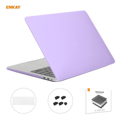 ENKAY 3 in 1 Matte Laptop Protective Case + US Version TPU Keyboard Film + Anti-dust Plugs Set for MacBook Pro 15.4 inch A1707 & A1990 (with Touch Bar)(Purple) - MacBook Pro Cases by ENKAY | Online Shopping UK | buy2fix