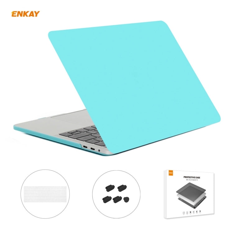 ENKAY 3 in 1 Matte Laptop Protective Case + US Version TPU Keyboard Film + Anti-dust Plugs Set for MacBook Pro 15.4 inch A1707 & A1990 (with Touch Bar)(Cyan) - MacBook Pro Cases by ENKAY | Online Shopping UK | buy2fix