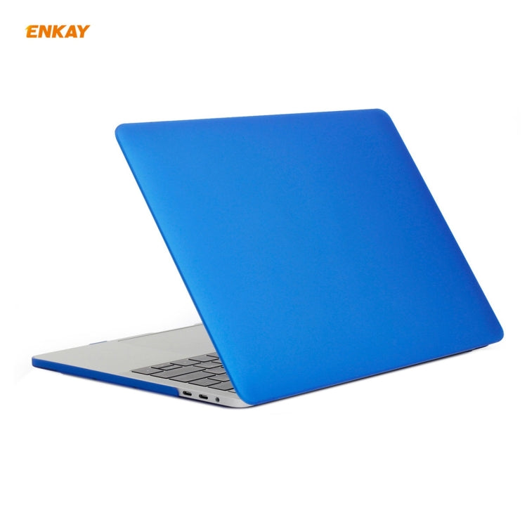 ENKAY 3 in 1 Matte Laptop Protective Case + EU Version TPU Keyboard Film + Anti-dust Plugs Set for MacBook Pro 15.4 inch A1707 & A1990 (with Touch Bar)(Dark Blue) - MacBook Pro Cases by ENKAY | Online Shopping UK | buy2fix