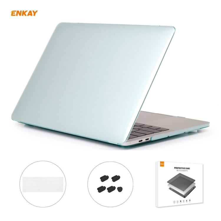 ENKAY 3 in 1  Crystal Laptop Protective Case + EU Version TPU Keyboard Film + Anti-dust Plugs Set for MacBook Pro 15.4 inch A1707 & A1990 (with Touch Bar)(Green) - MacBook Pro Cases by ENKAY | Online Shopping UK | buy2fix