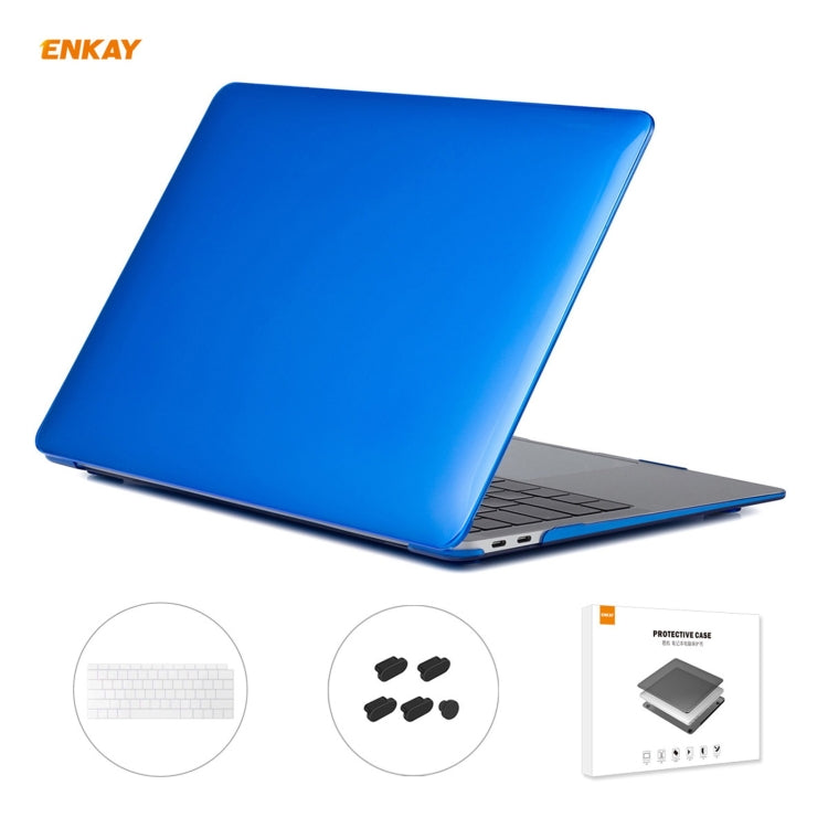 ENKAY 3 in 1 Crystal Laptop Protective Case + US Version TPU Keyboard Film + Anti-dust Plugs Set for MacBook Air 13.3 inch A1932 (2018)(Dark Blue) - MacBook Air Cases by WIWU | Online Shopping UK | buy2fix