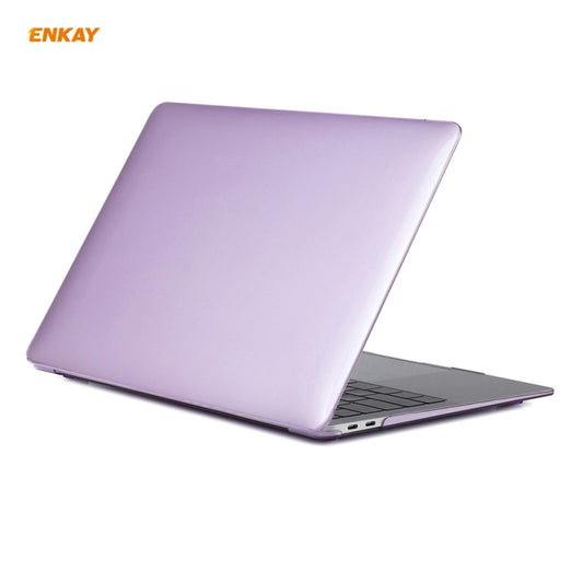 ENKAY 3 in 1 Crystal Laptop Protective Case + US Version TPU Keyboard Film + Anti-dust Plugs Set for MacBook Air 13.3 inch A1932 (2018)(Purple) by ENKAY