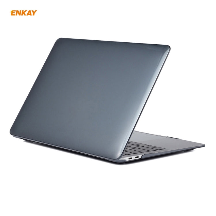 For MacBook Air 13.3 inch A1932 2018 ENKAY 3 in 1 Crystal Laptop Protective Case and EU Version TPU Keyboard Film and Anti-dust Plugs Set(Black) - MacBook Air Cases by ENKAY | Online Shopping UK | buy2fix