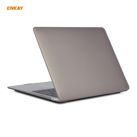ENKAY 3 in 1 Matte Laptop Protective Case + US Version TPU Keyboard Film + Anti-dust Plugs Set for MacBook Air 13.3 inch A1932 (2018)(Grey) by ENKAY