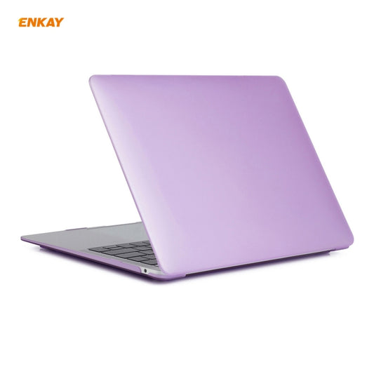 ENKAY 3 in 1 Matte Laptop Protective Case + US Version TPU Keyboard Film + Anti-dust Plugs Set for MacBook Air 13.3 inch A1932 (2018)(Purple) by ENKAY