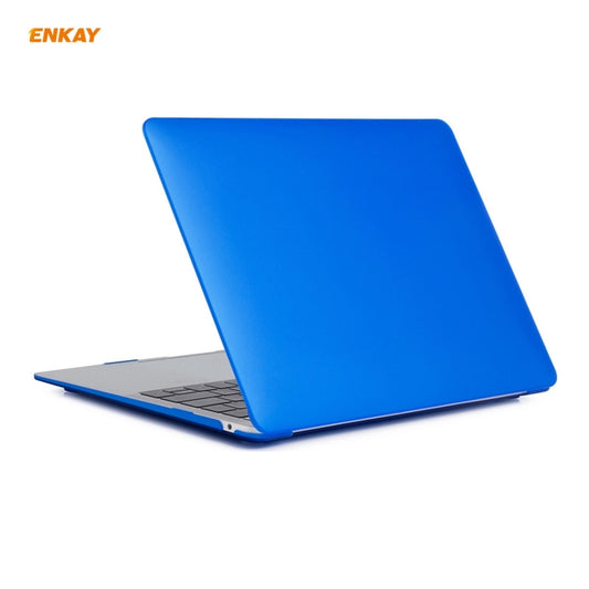 ENKAY 3 in 1 Matte Laptop Protective Case + EU Version TPU Keyboard Film + Anti-dust Plugs Set for MacBook Air 13.3 inch A1932 (2018)(Dark Blue) by ENKAY