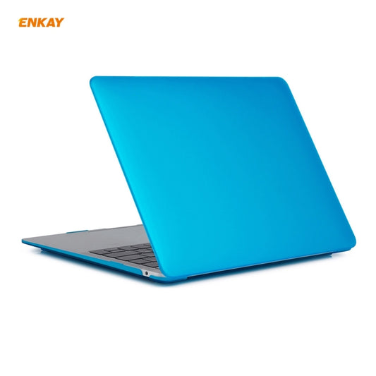 ENKAY 3 in 1 Matte Laptop Protective Case + EU Version TPU Keyboard Film + Anti-dust Plugs Set for MacBook Air 13.3 inch A1932 (2018)(Light Blue) by ENKAY