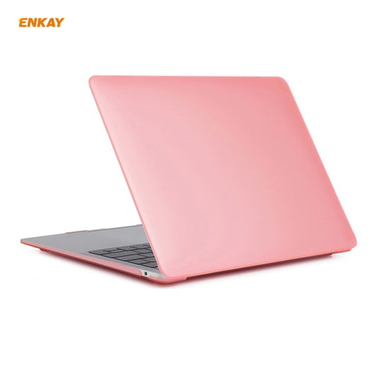 ENKAY 3 in 1 Matte Laptop Protective Case + EU Version TPU Keyboard Film + Anti-dust Plugs Set for MacBook Air 13.3 inch A1932 (2018)(Pink) by ENKAY