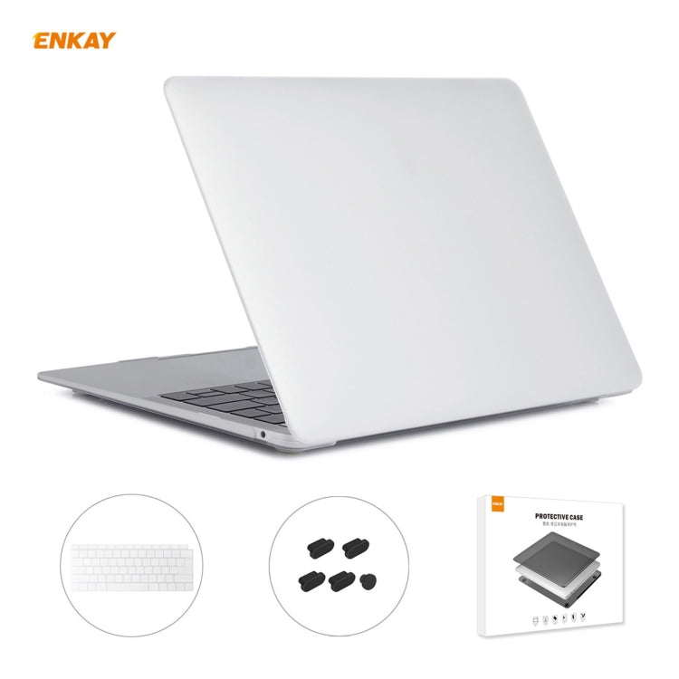 ENKAY 3 in 1 Matte Laptop Protective Case + EU Version TPU Keyboard Film + Anti-dust Plugs Set for MacBook Air 13.3 inch A1932 (2018)(White) - MacBook Air Cases by ENKAY | Online Shopping UK | buy2fix