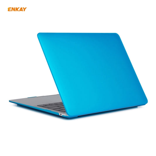 ENKAY 3 in 1 Matte Laptop Protective Case + EU Version TPU Keyboard Film + Anti-dust Plugs Set for MacBook Air 13.3 inch A2179 & A2337 (2020)(Light Blue) by ENKAY