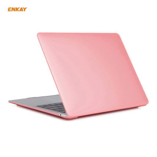 ENKAY 3 in 1 Matte Laptop Protective Case + EU Version TPU Keyboard Film + Anti-dust Plugs Set for MacBook Air 13.3 inch A2179 & A2337 (2020)(Pink) by ENKAY