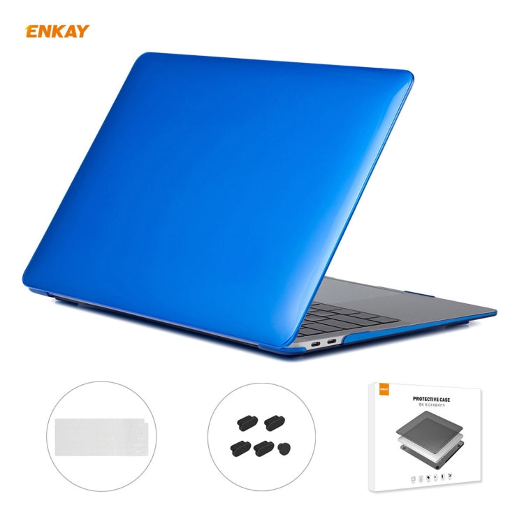 For MacBook Air 13.3 inch A2179 & A2337 2020 ENKAY 3 in 1 Crystal Laptop Protective Case + EU Version TPU Keyboard Film + Anti-dust Plugs Set(Dark Blue) - MacBook Air Cases by ENKAY | Online Shopping UK | buy2fix