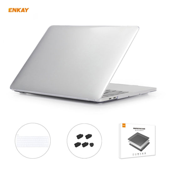 ENKAY 3 in 1 Crystal Laptop Protective Case + EU Version TPU Keyboard Film + Anti-dust Plugs Set for MacBook Pro 13.3 inch A2251 & A2289 & A2338 (with Touch Bar)(Transparent)