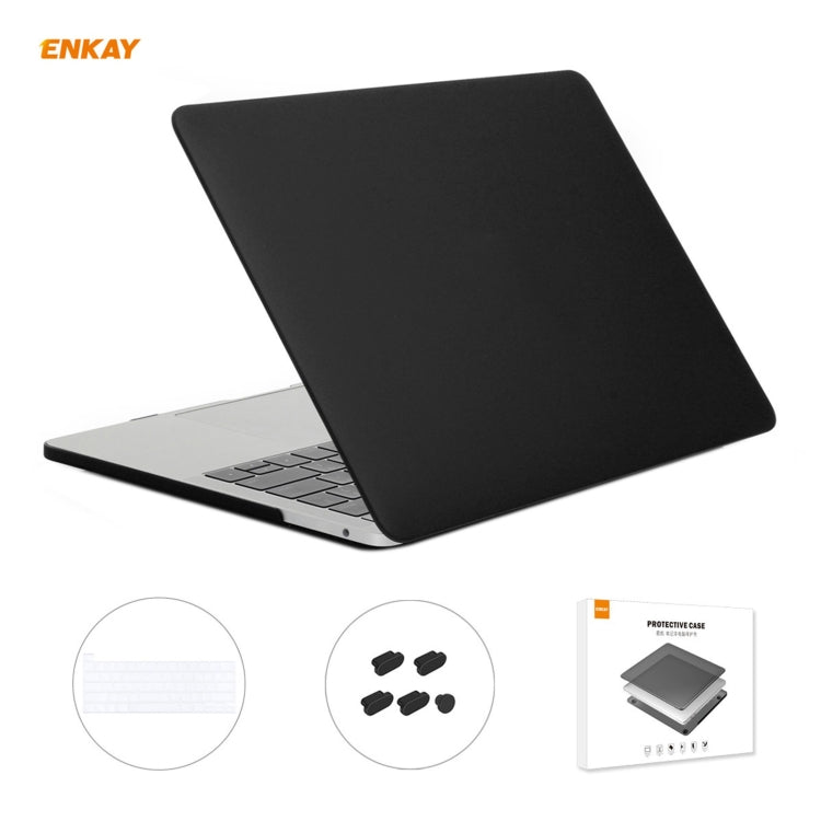 ENKAY 3 in 1 Matte Laptop Protective Case + US Version TPU Keyboard Film + Anti-dust Plugs Set for MacBook Pro 13.3 inch A2251 & A2289 & A2338 (with Touch Bar)(Black) - MacBook Pro Cases by ENKAY | Online Shopping UK | buy2fix