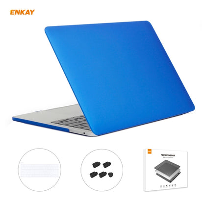 ENKAY 3 in 1 Matte Laptop Protective Case + US Version TPU Keyboard Film + Anti-dust Plugs Set for MacBook Pro 13.3 inch A2251 & A2289 & A2338 (with Touch Bar)(Dark Blue) - MacBook Pro Cases by ENKAY | Online Shopping UK | buy2fix