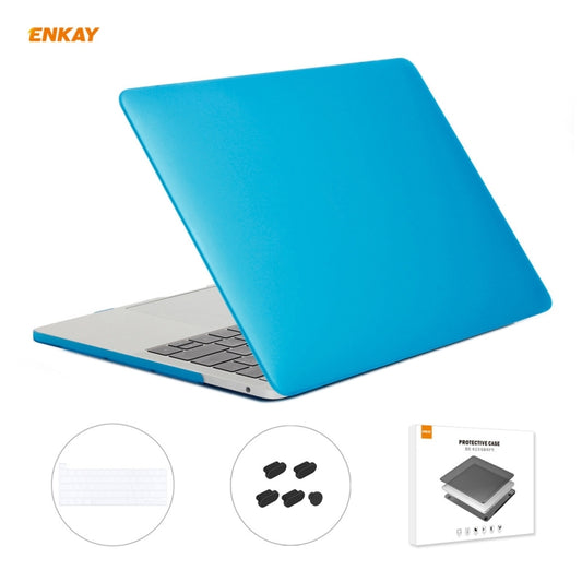 ENKAY 3 in 1 Matte Laptop Protective Case + US Version TPU Keyboard Film + Anti-dust Plugs Set for MacBook Pro 13.3 inch A2251 & A2289 & A2338 (with Touch Bar)(Light Blue) - MacBook Pro Cases by ENKAY | Online Shopping UK | buy2fix