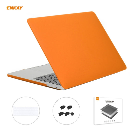 ENKAY 3 in 1 Matte Laptop Protective Case + US Version TPU Keyboard Film + Anti-dust Plugs Set for MacBook Pro 13.3 inch A2251 & A2289 & A2338 (with Touch Bar)(Orange) - MacBook Pro Cases by ENKAY | Online Shopping UK | buy2fix