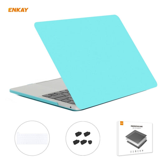 ENKAY 3 in 1 Matte Laptop Protective Case + US Version TPU Keyboard Film + Anti-dust Plugs Set for MacBook Pro 13.3 inch A2251 & A2289 & A2338 (with Touch Bar)(Cyan) - MacBook Pro Cases by ENKAY | Online Shopping UK | buy2fix