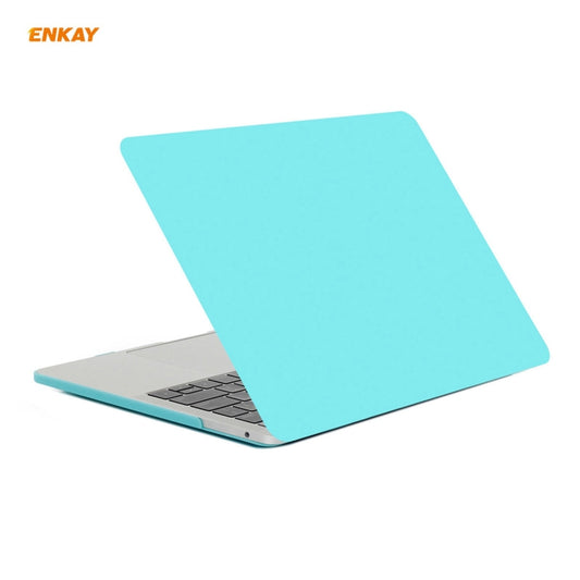 ENKAY 3 in 1 Matte Laptop Protective Case + US Version TPU Keyboard Film + Anti-dust Plugs Set for MacBook Pro 13.3 inch A2251 & A2289 & A2338 (with Touch Bar)(Cyan) by ENKAY