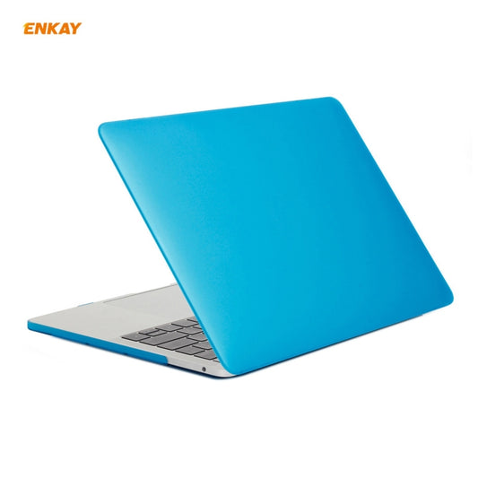 ENKAY 3 in 1 Matte Laptop Protective Case + EU Version TPU Keyboard Film + Anti-dust Plugs Set for MacBook Pro 13.3 inch A2251 & A2289 & A2338 (with Touch Bar)(Light Blue) by ENKAY