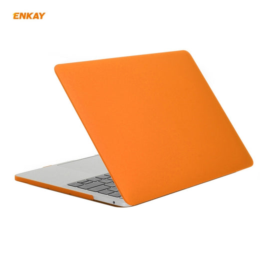 ENKAY 3 in 1 Matte Laptop Protective Case + EU Version TPU Keyboard Film + Anti-dust Plugs Set for MacBook Pro 13.3 inch A2251 & A2289 & A2338 (with Touch Bar)(Orange) by ENKAY