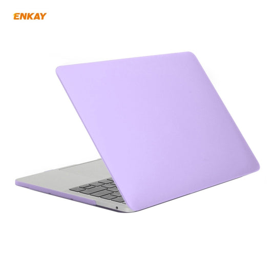 ENKAY 3 in 1 Matte Laptop Protective Case + EU Version TPU Keyboard Film + Anti-dust Plugs Set for MacBook Pro 13.3 inch A2251 & A2289 & A2338 (with Touch Bar)(Purple) by ENKAY