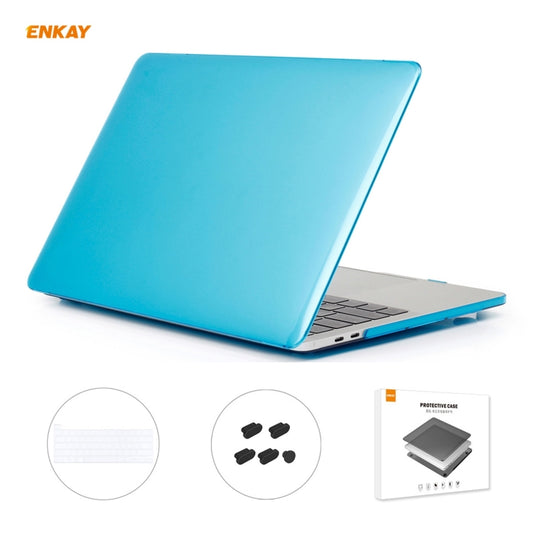 ENKAY 3 in 1 Crystal Laptop Protective Case + EU Version TPU Keyboard Film + Anti-dust Plugs Set for MacBook Pro 16 inch A2141 (with Touch Bar)(Light Blue) - MacBook Pro Cases by ENKAY | Online Shopping UK | buy2fix