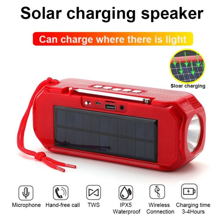 T&G TG280 Solar Power Charging Bluetooth Speakers with Flashlight, Support TF Card / FM / 3.5mm AUX / U Disk / Hands-free Call(Black) - Desktop Speaker by T&G | Online Shopping UK | buy2fix