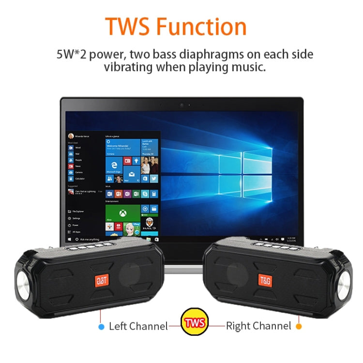 T&G TG280 Solar Power Charging Bluetooth Speakers with Flashlight, Support TF Card / FM / 3.5mm AUX / U Disk / Hands-free Call(Red) - Desktop Speaker by T&G | Online Shopping UK | buy2fix