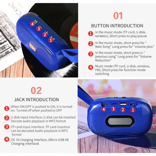 T&G TG173 TWS Subwoofer Bluetooth Speaker With Braided Cord, Support USB / AUX / TF Card / FM(Blue) - Desktop Speaker by T&G | Online Shopping UK | buy2fix