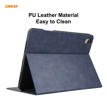 ENKAY ENK-8024 Cow Texture PU Leather + TPU Smart Case with Pen Slot foriPad Air 2022 / 2020 10.9 / iPad Pro 11 (2018)(Dark Blue) by ENKAY