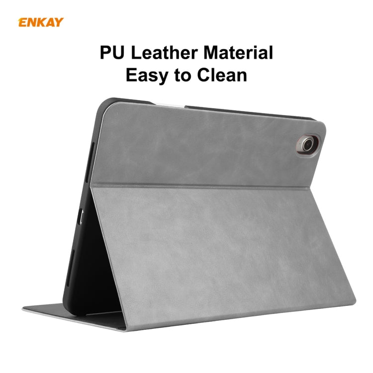 ENKAY ENK-8024 Cow Texture PU Leather + TPU Smart Case with Pen Slot foriPad Air 2022 / 2020 10.9 / iPad Pro 11 (2018)(Grey) by ENKAY