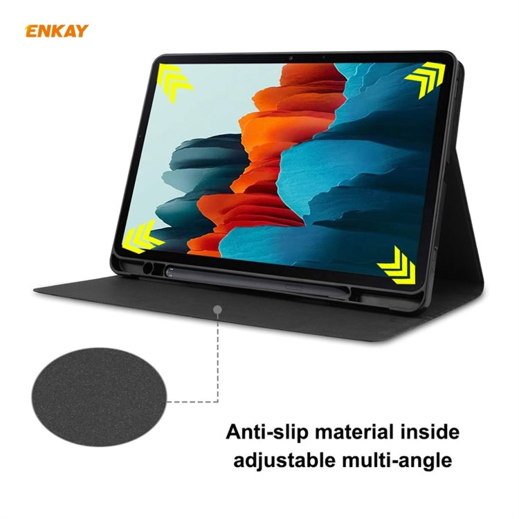 ENKAY ENK-8026 Cow Texture PU Leather + TPU Smart Case with Pen Slot for Samsung Galaxy Tab S8 / Galaxy Tab S7 11.0 T870 / T875(Black) by ENKAY