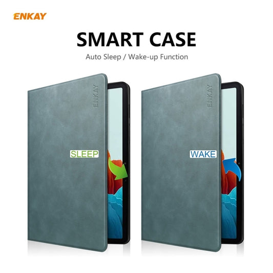 ENKAY ENK-8026 Cow Texture PU Leather + TPU Smart Case with Pen Slot for Samsung Galaxy Tab S8 / Galaxy Tab S7 11.0 T870 / T875(Green) by ENKAY