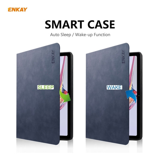 For Samsung Galaxy Tab A7 10.4 T500 / T505 2020 / 2022 ENKAY Cow Texture TPU Leather Smart Case(Dark Blue) - Other Galaxy Tab PC by ENKAY | Online Shopping UK | buy2fix