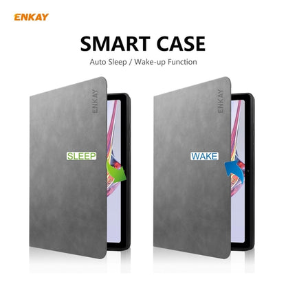 For Samsung Galaxy Tab A7 10.4 T500 / T505 2020 / 2022 ENKAY Cow Texture TPU Leather Smart Case(Grey) - Other Galaxy Tab PC by ENKAY | Online Shopping UK | buy2fix