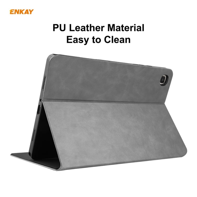 For Samsung Galaxy Tab A7 10.4 T500 / T505 2020 / 2022 ENKAY Cow Texture TPU Leather Smart Case(Grey) - Other Galaxy Tab PC by ENKAY | Online Shopping UK | buy2fix