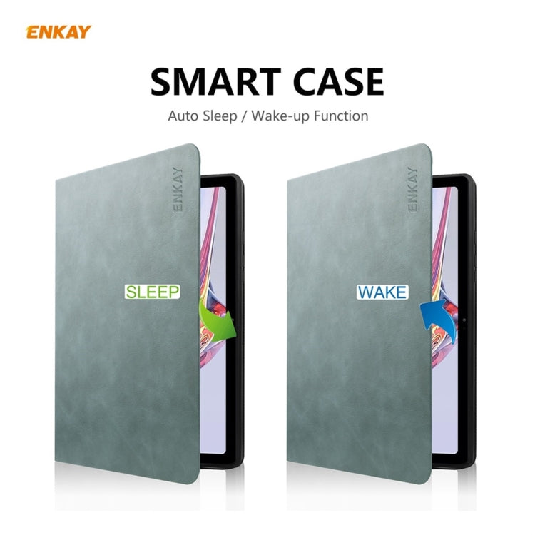 For Samsung Galaxy Tab A7 10.4 T500 / T505 2020 / 2022 ENKAY Cow Texture TPU Leather Smart Case(Green) - Other Galaxy Tab PC by ENKAY | Online Shopping UK | buy2fix