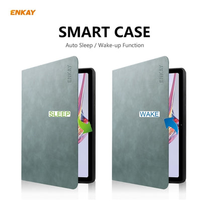 For Samsung Galaxy Tab A7 10.4 T500 / T505 2020 / 2022 ENKAY Cow Texture TPU Leather Smart Case(Green) - Other Galaxy Tab PC by ENKAY | Online Shopping UK | buy2fix
