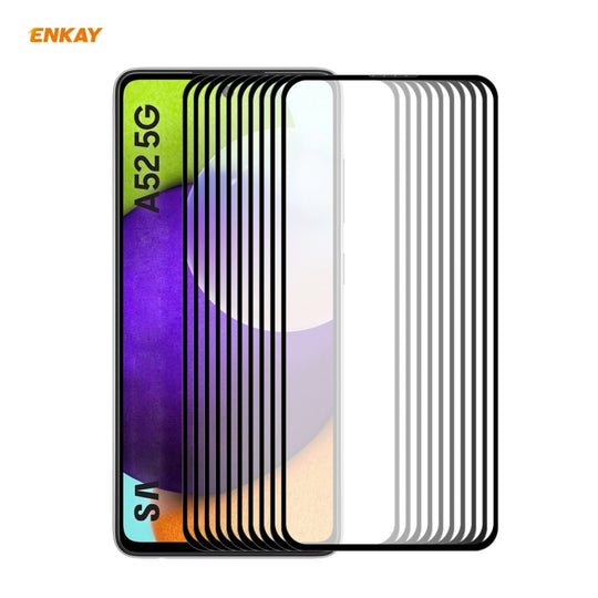 For Samsung Galaxy A52 5G / 4G  5G 10pcs ENKAY Hat-Prince Full Glue 0.26mm 9H 2.5D Tempered Glass Full Coverage Film