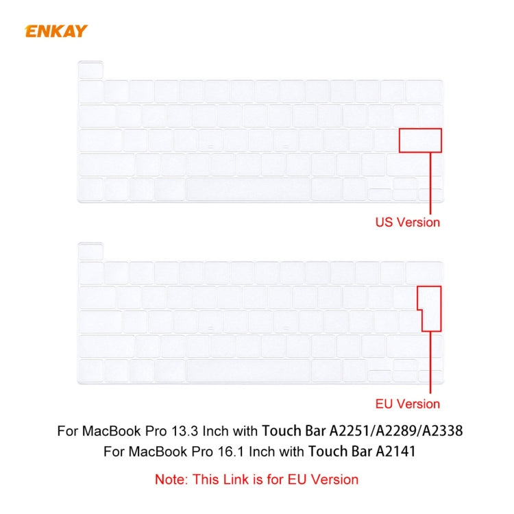 ENKAY Soft TPU Keyboard Protector Film for MacBook Pro 16 inch A2141 / Pro 13.3 inch A2289 & A2251 & A2338 (2020), EU Version - Keyboard Protector by ENKAY | Online Shopping UK | buy2fix