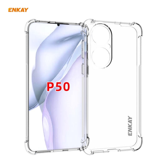 For Huawei P50 Hat-Prince ENKAY Clear TPU Shockproof Case Soft Anti-slip Cover + 0.26mm 9H 2.5D Full Glue Full Coverage Tempered Glass Protector Film - Huawei Cases by ENKAY | Online Shopping UK | buy2fix