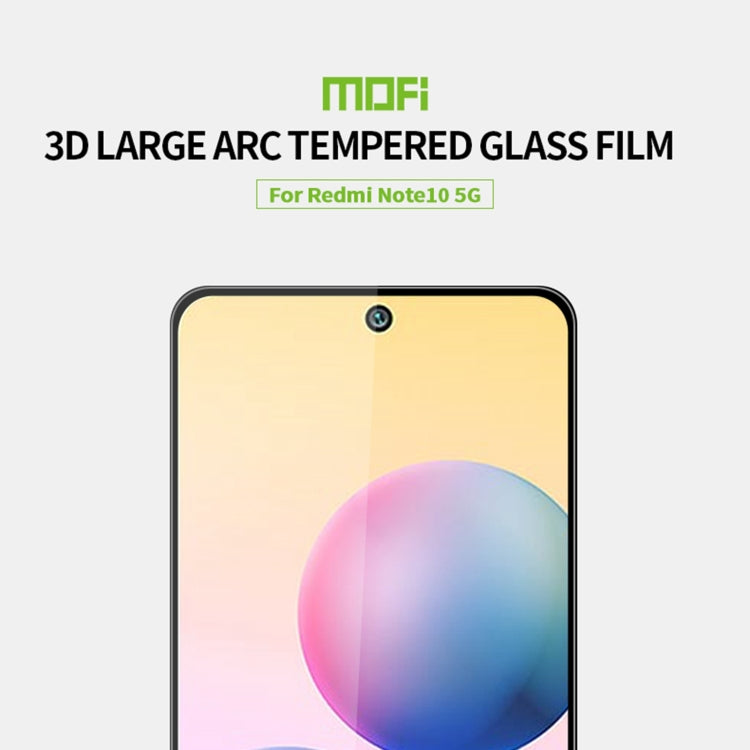 For Xiaomi Redmi Note 10 5G MOFI 9H 3D Explosion-proof Curved Screen Tempered Glass Film(Black) -  by MOFI | Online Shopping UK | buy2fix