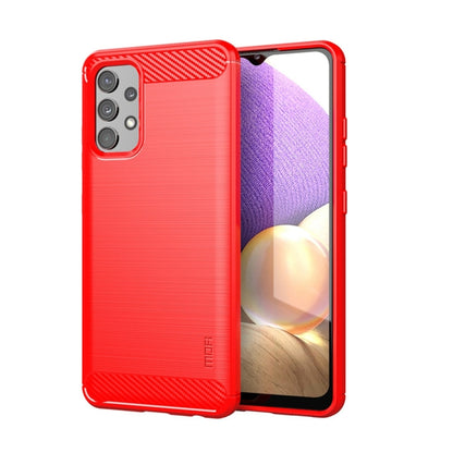For Samsung Galaxy A32 4G(EU Version) MOFI Gentleness Series Brushed Texture Carbon Fiber Soft TPU Case(Red) - Galaxy Phone Cases by MOFI | Online Shopping UK | buy2fix