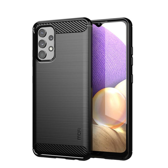 For Samsung Galaxy A32 4G(US Version) MOFI Gentleness Series Brushed Texture Carbon Fiber Soft TPU Case(Black)
