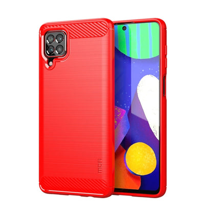 For Samsung Galaxy F62 / M62 MOFI Gentleness Series Brushed Texture Carbon Fiber Soft TPU Case(Red) - Galaxy Phone Cases by MOFI | Online Shopping UK | buy2fix
