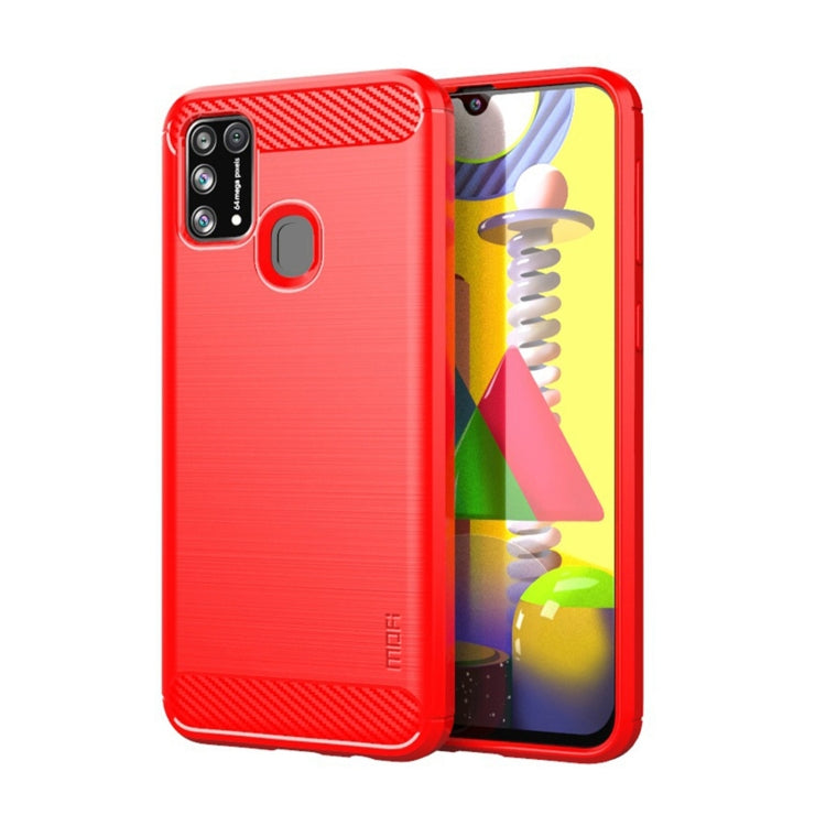 For Samsung Galaxy M31/ F41/ M21s/ M31 Prime MOFI Gentleness Series Brushed Texture Carbon Fiber Soft TPU Case(Red) - Galaxy Phone Cases by MOFI | Online Shopping UK | buy2fix