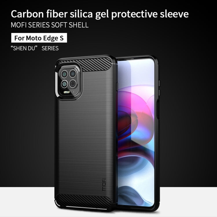 For Motorola Moto Edge S MOFI Gentleness Series Brushed Texture Carbon Fiber Soft TPU Case(Blue) - Motorola Cases by MOFI | Online Shopping UK | buy2fix