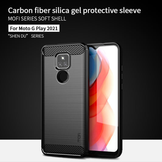 For Motorola Moto G Play 2021 MOFI Gentleness Series Brushed Texture Carbon Fiber Soft TPU Case(Red) by MOFI